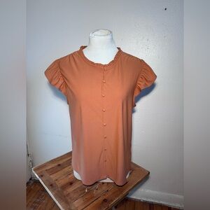 Brea Canyon Ruffle Trim Button Front Blouse
